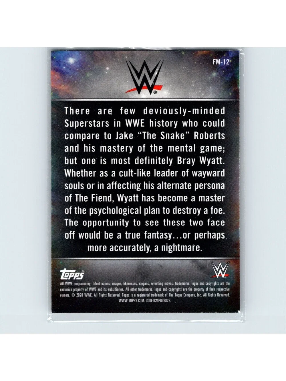 2020 Topps WWE Jake Roberts Bray Wyatt #FM-12 Fantasy Matches